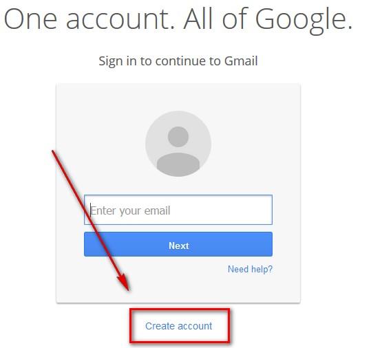 Example Gmail account creation