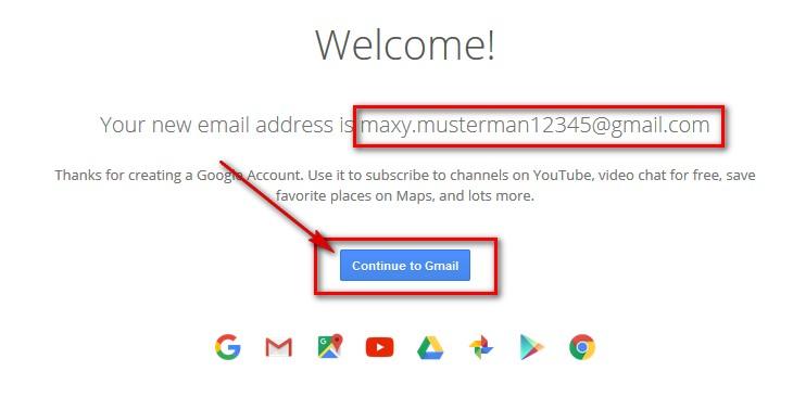 Gmail example account creation