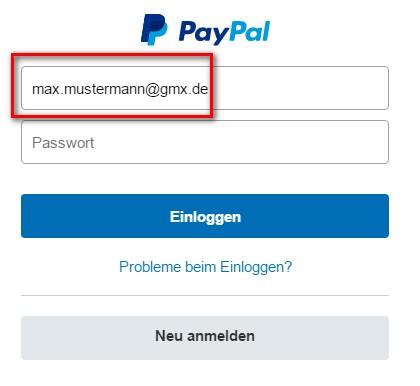 PayPal Login: Enter email address